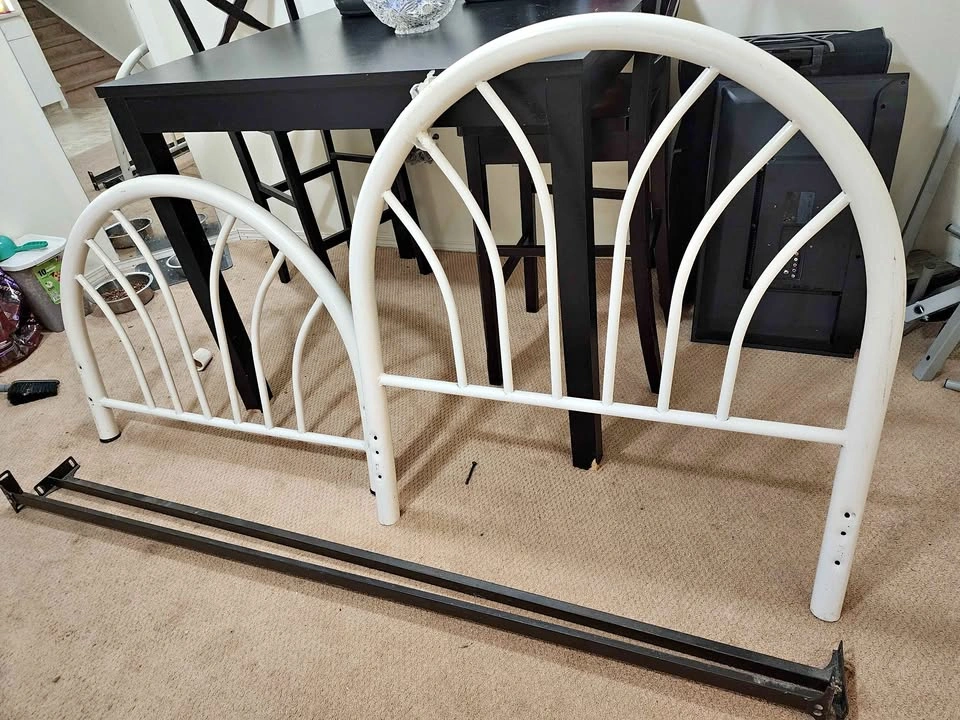 Single bed frame with head and footboard