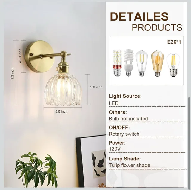 Modern Wall Sconces with Clear Tulip Glass Shade image indicator(3)