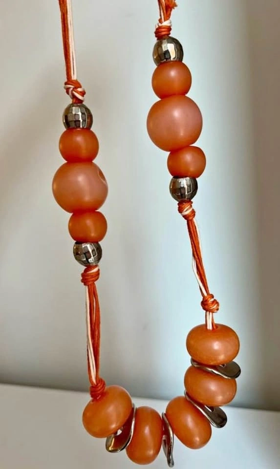 Vibrant Artisan Style Orange Coral Beaded Necklace - photo 2