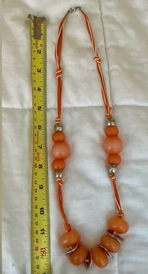 Vibrant Artisan Style Orange Coral Beaded Necklace - photo 3