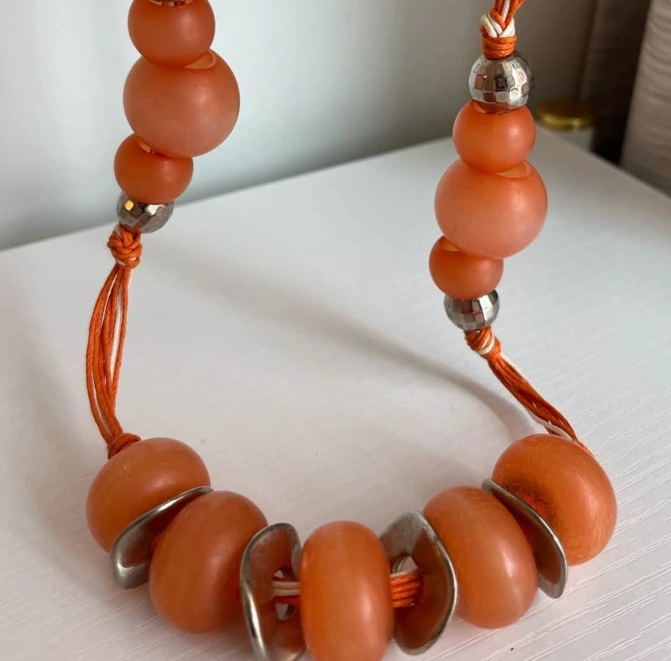Vibrant Artisan Style Orange Coral Beaded Necklace - photo 4