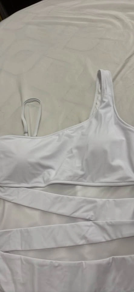 White One-Shoulder Mesh Cutout Swimsuit L - photo 3
