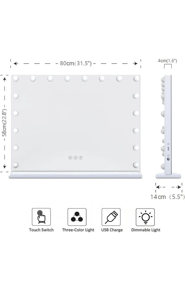 Large Vanity Lighted Mirror with 18 LED Bulbs - photo 4