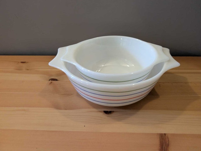 Two Pyrex England Spectrum striped bowls - photo 2