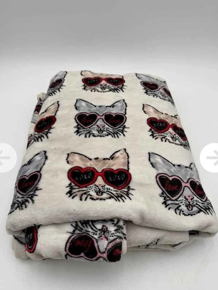 Cat Print Throw Blanket 6ft x 5ft (Soft)