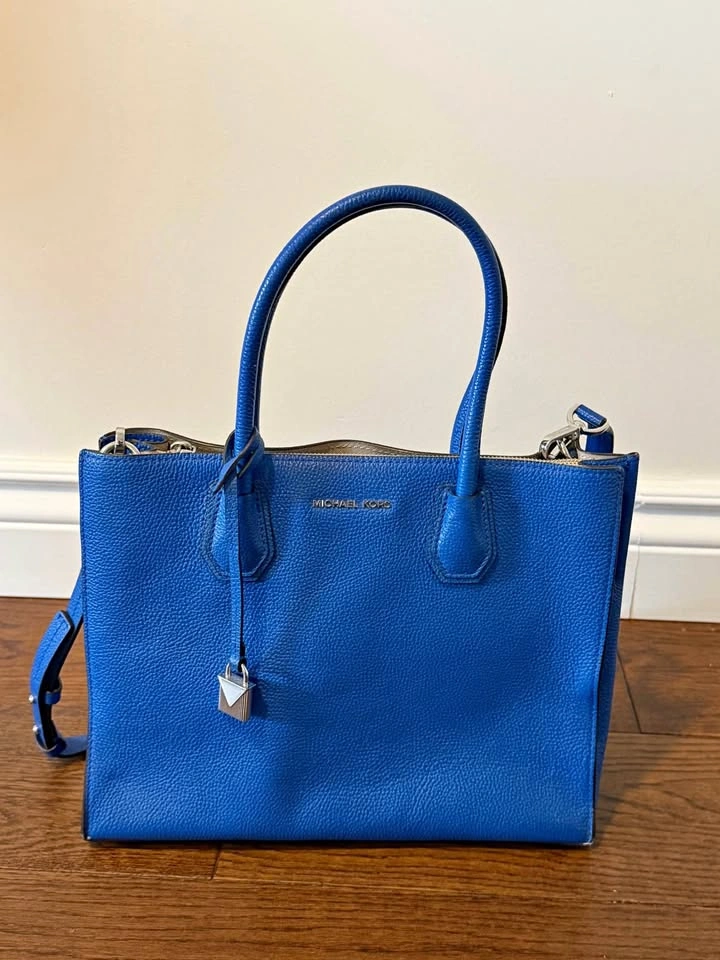 Michael Kors Blue Pebbled Leather Handbag Tote