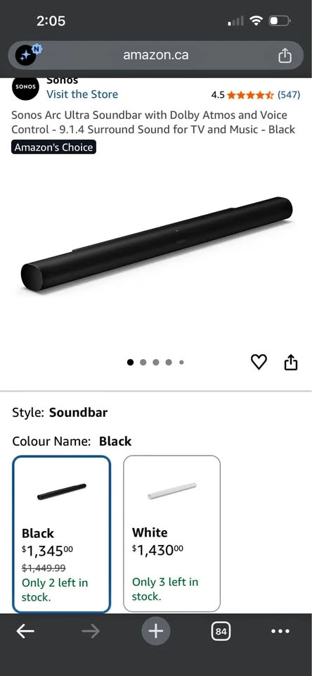 Sonos Arc Ultra Soundbar - 9.1.4 Dolby Atmos (White/Black)