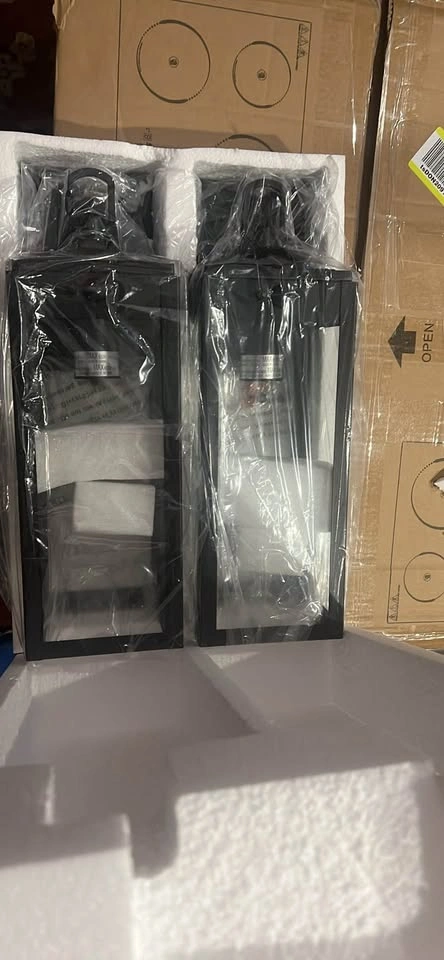 NEW Pair of Modern Outdoor Wall Lights - Matte Black & Glass - photo 2