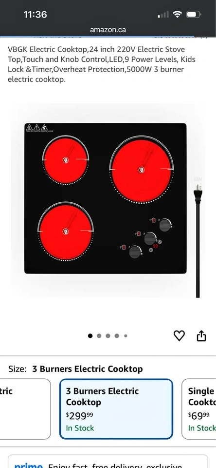 NEW 5000W 3-Burner Infrared Cooktop - High Efficiency Electric S