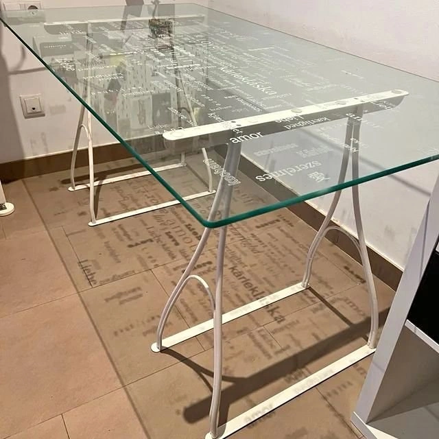 IKEA "Love" Glass Desk with Metal Base