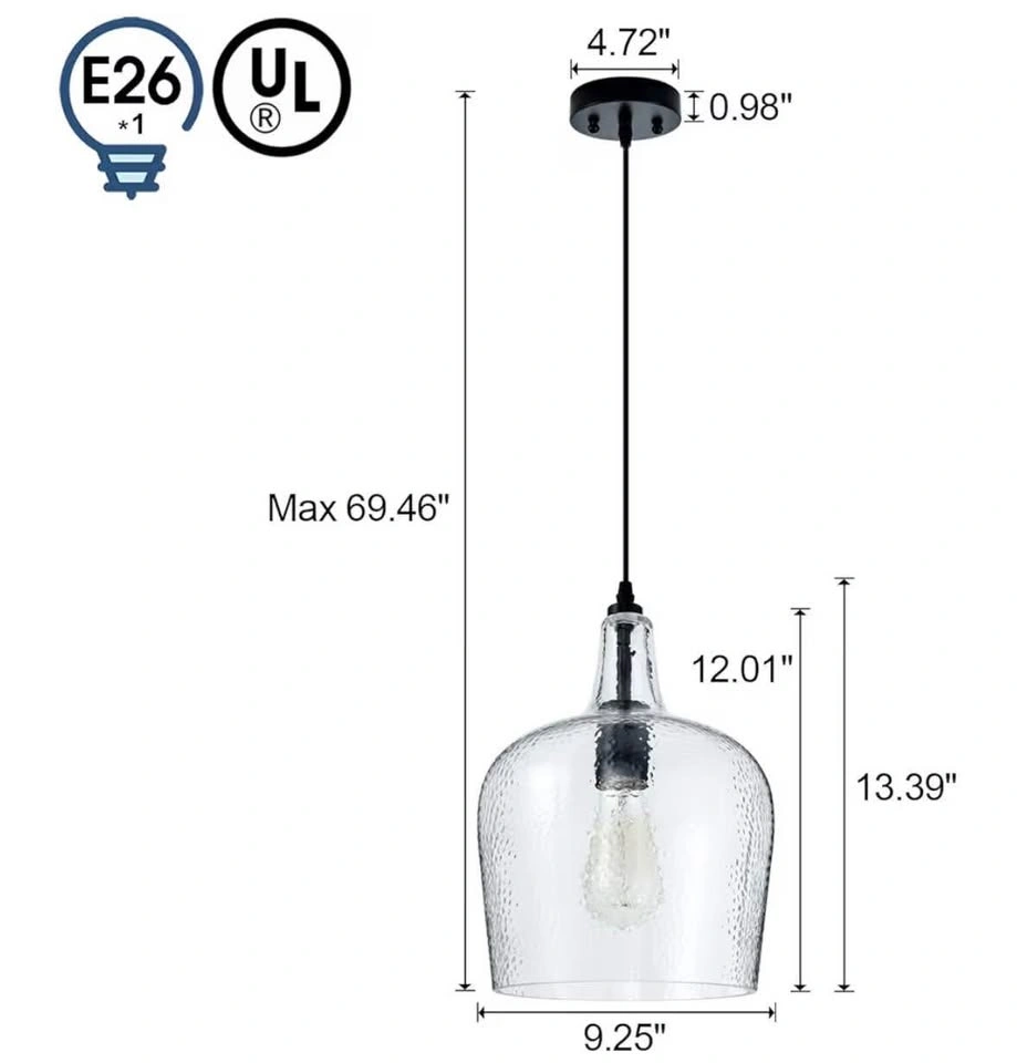 ELYCCUPA Modern Black Glass Pendant Light - photo 2