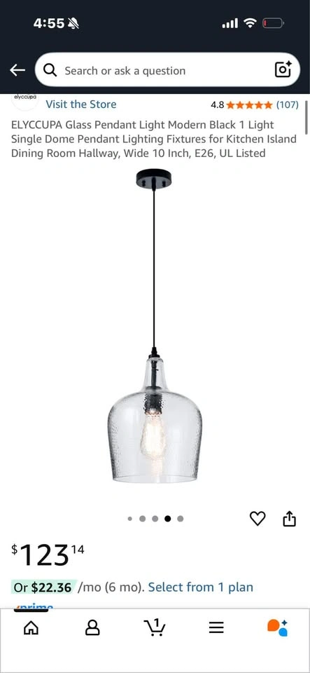 ELYCCUPA Modern Black Glass Pendant Light - photo 4