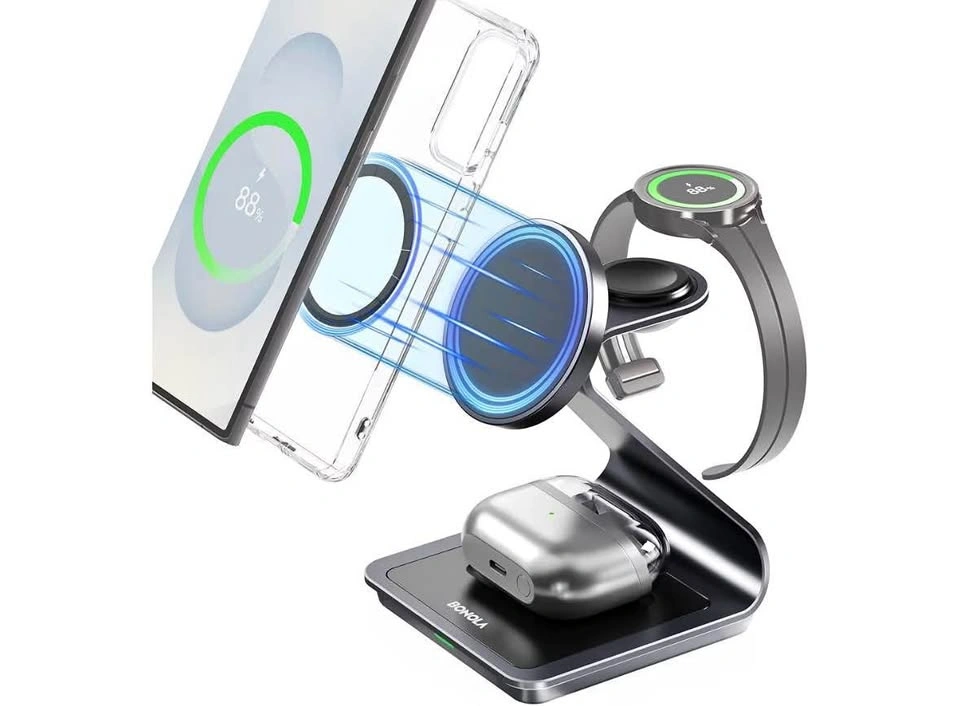 Bonola Wireless Charger for Samsung: Magnetic 3 in 1 Charging St