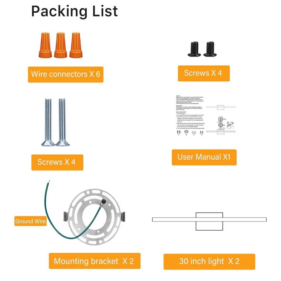 FWASTT Modern LED Bathroom Vanity Lights - 30 Inch 2 Pack - photo 3