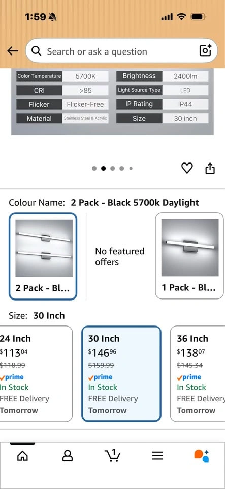 FWASTT Modern LED Bathroom Vanity Lights - 30 Inch 2 Pack - photo 4