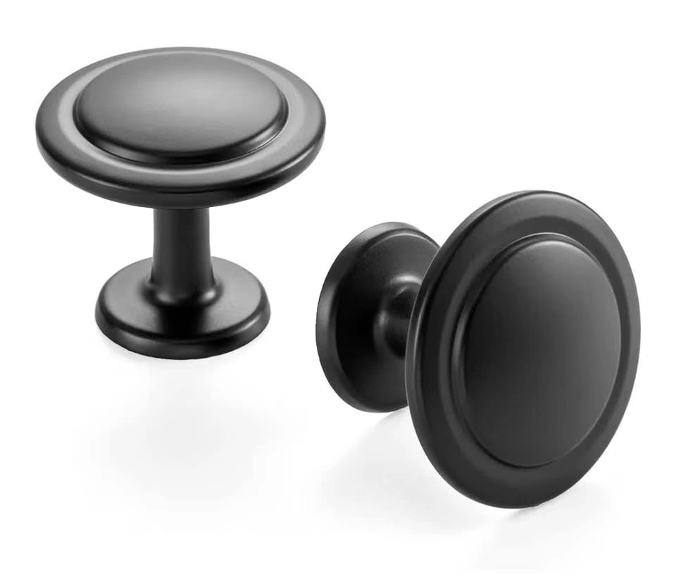 Askano - Black, Round Kitchen Cabinet Knobs - 10 pack