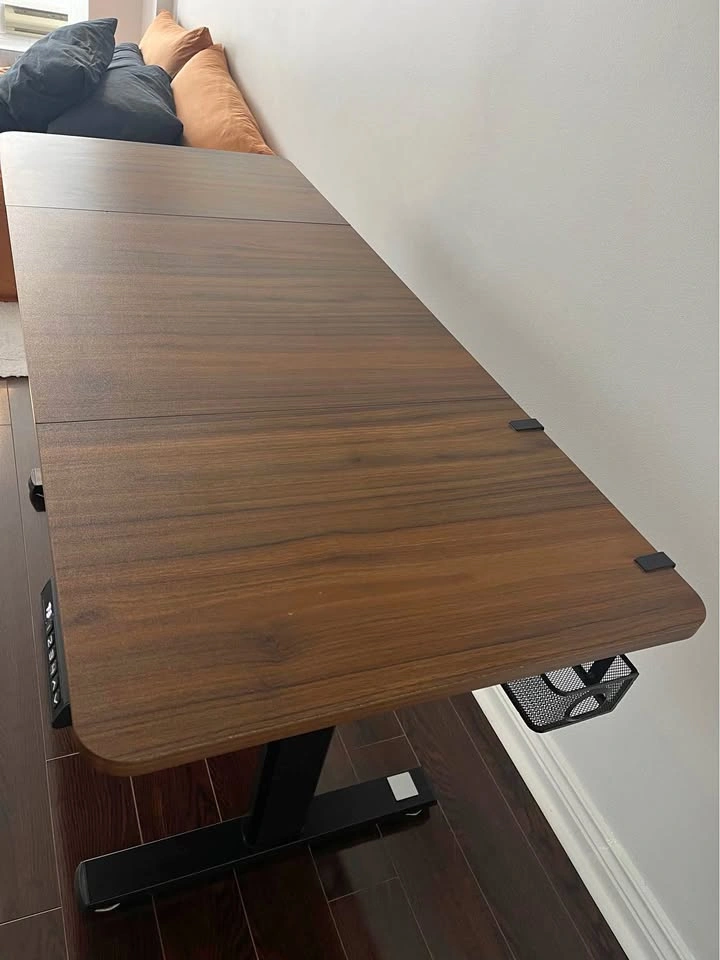 Electric Standing Desk - Dark Wood Top Adjustable Height