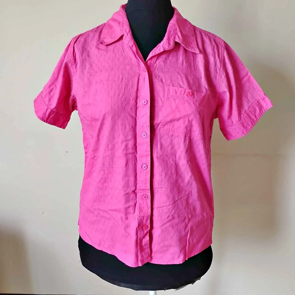 Northern Reflections Ladies Pink Short sleeve Button up shirt 🌱
