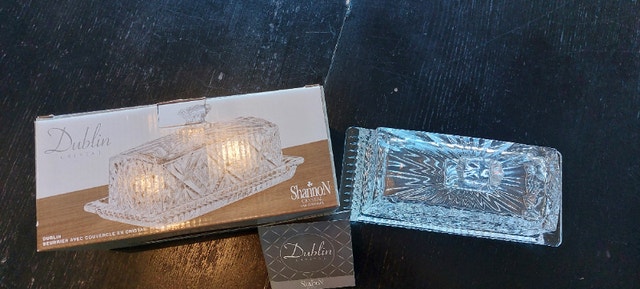 Bowring Shannon Crystal butter dish. Brand new. $25.