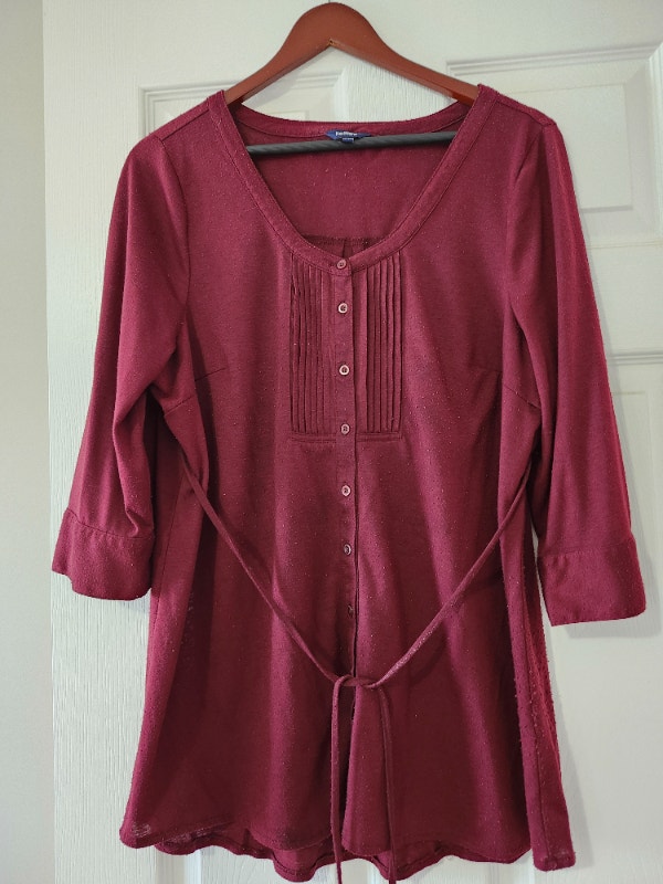 Red 3/4 Sleeve Cotton Blouse - Size 2X - $5