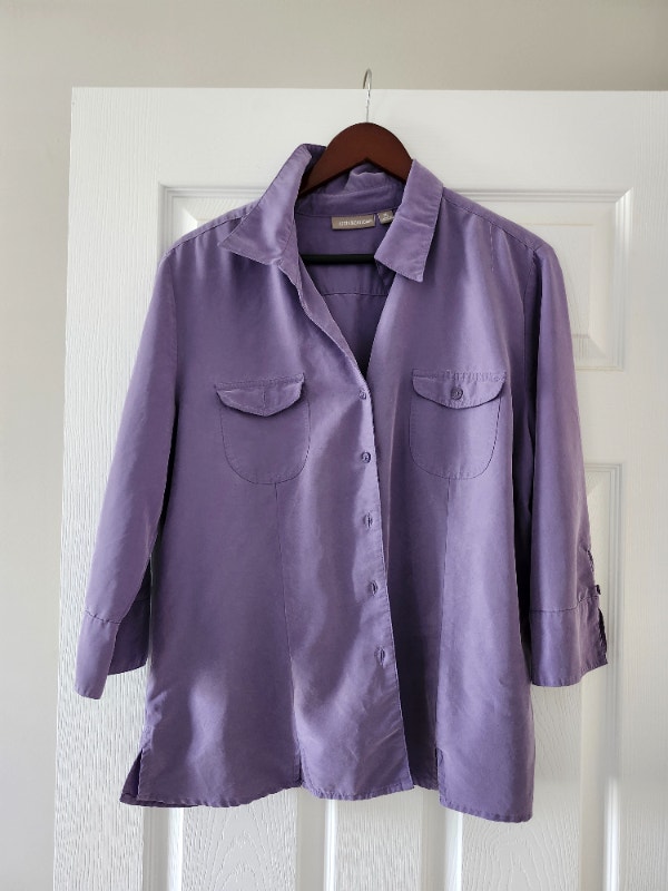 Purple 3/4 sleeves shirt. Size XL. $15.