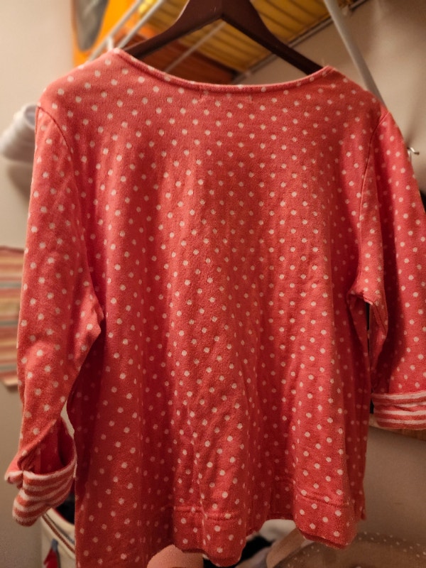 Red polka dots 3/4 sleeves tee. Size XL. $15.