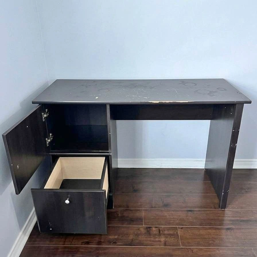 Compact student/home office desk in dark espresso