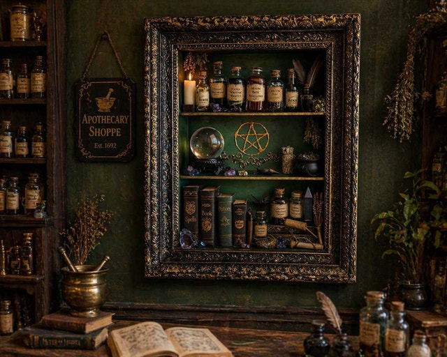 Witch Apothecary Shadow Box Shelf