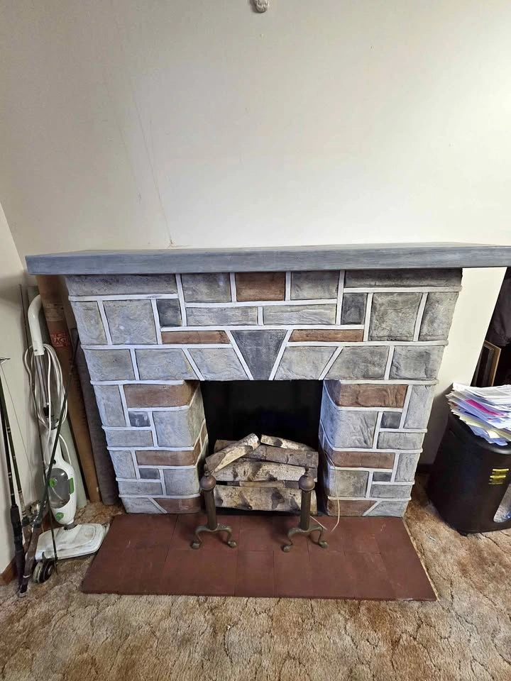 Faux Fireplace Set with Andirons