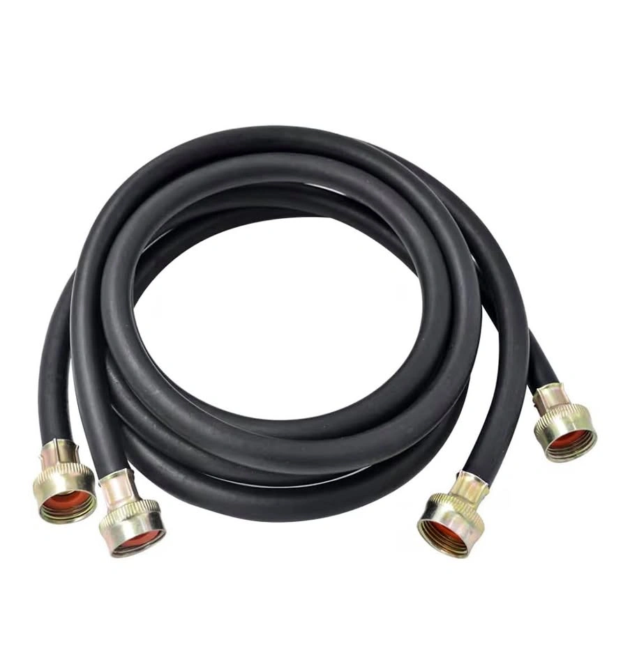 6FT Washing Machine Hoses Black Rubber 3/4" FHT (2 Pack)