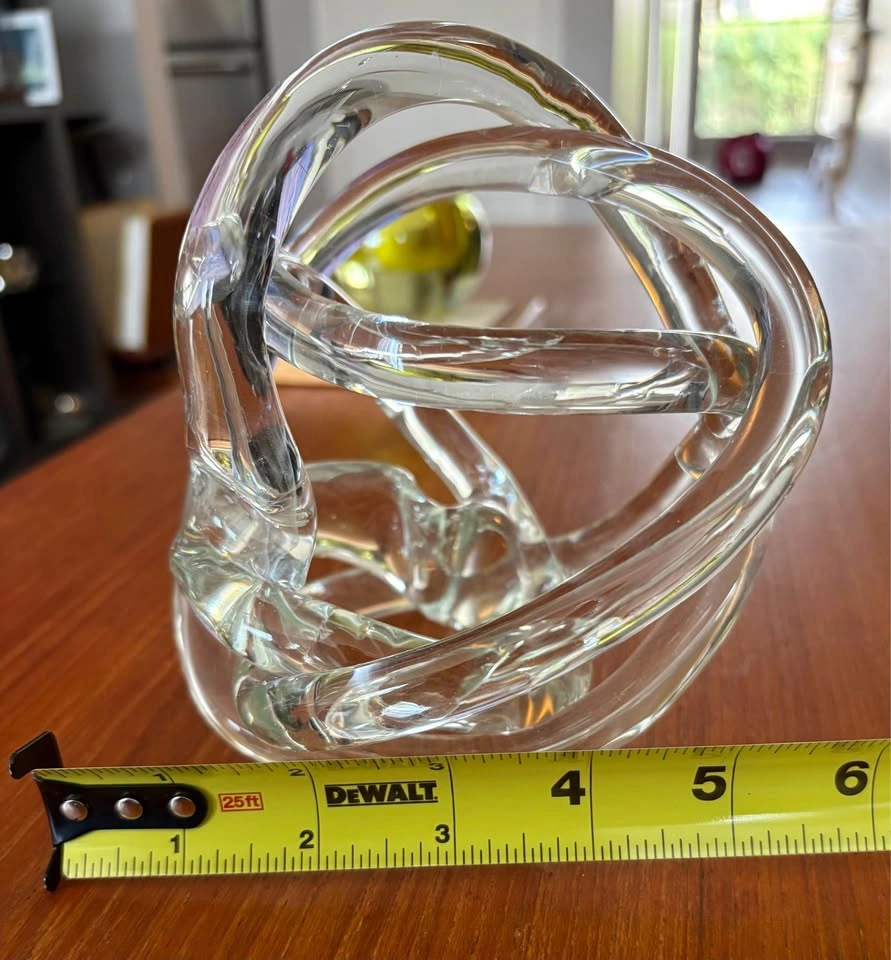 MCM style Clear Glass Infinite Knot Sculpture - Hand-Blown Decor - photo 2