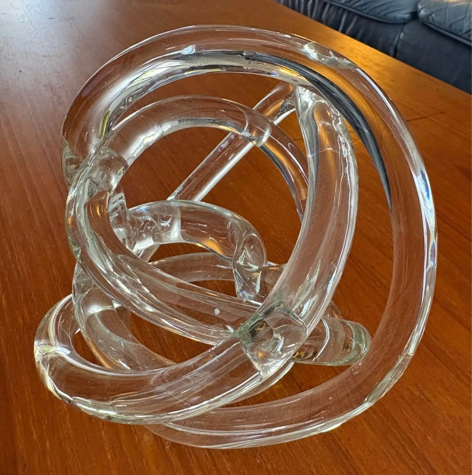MCM style Clear Glass Infinite Knot Sculpture - Hand-Blown Decor - photo 5