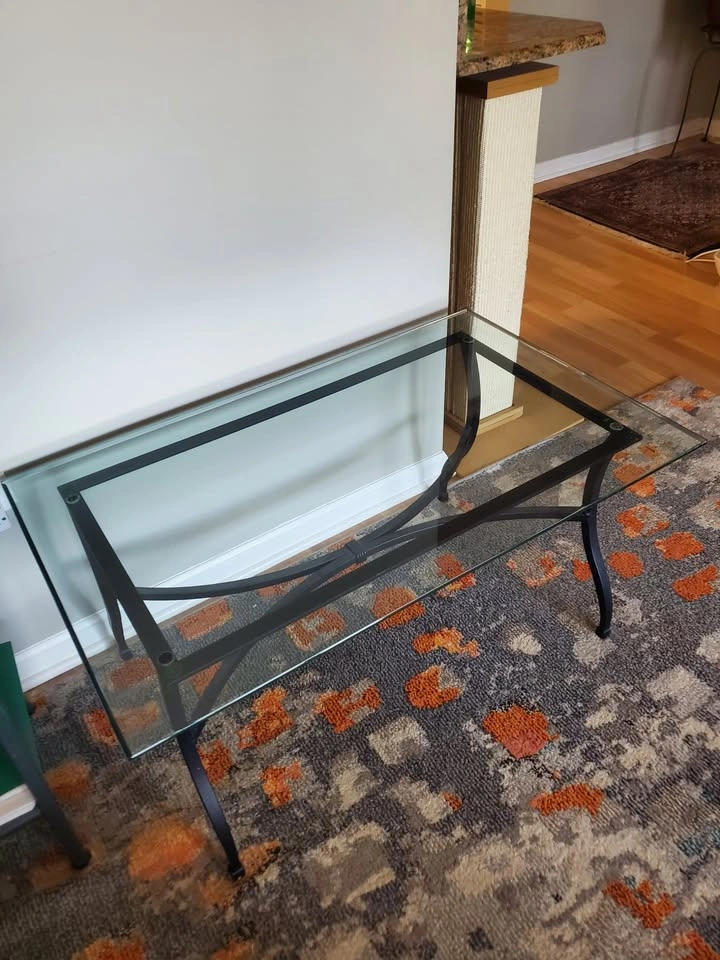 Glass & wrought iron coffee table - photo 2