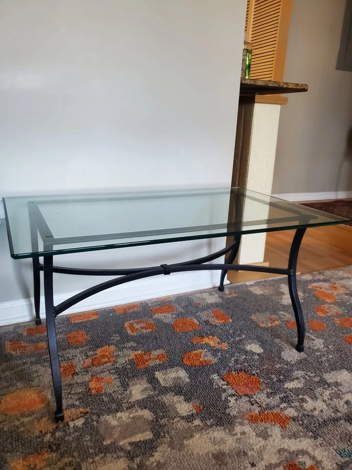 Glass & wrought iron coffee table - photo 3