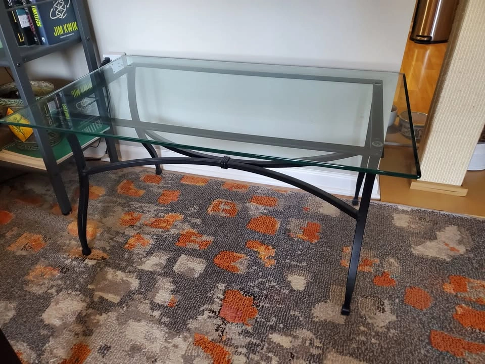 Glass & wrought iron coffee table - photo 4