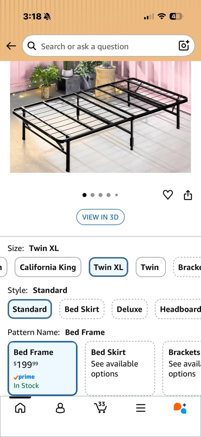 Twin XL Black Metal Bed Frame