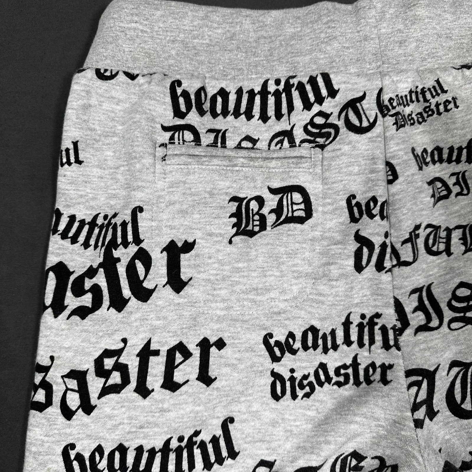 Beautiful Disaster Jogger Sweatpants Women's Gray Black Logo L - photo 3