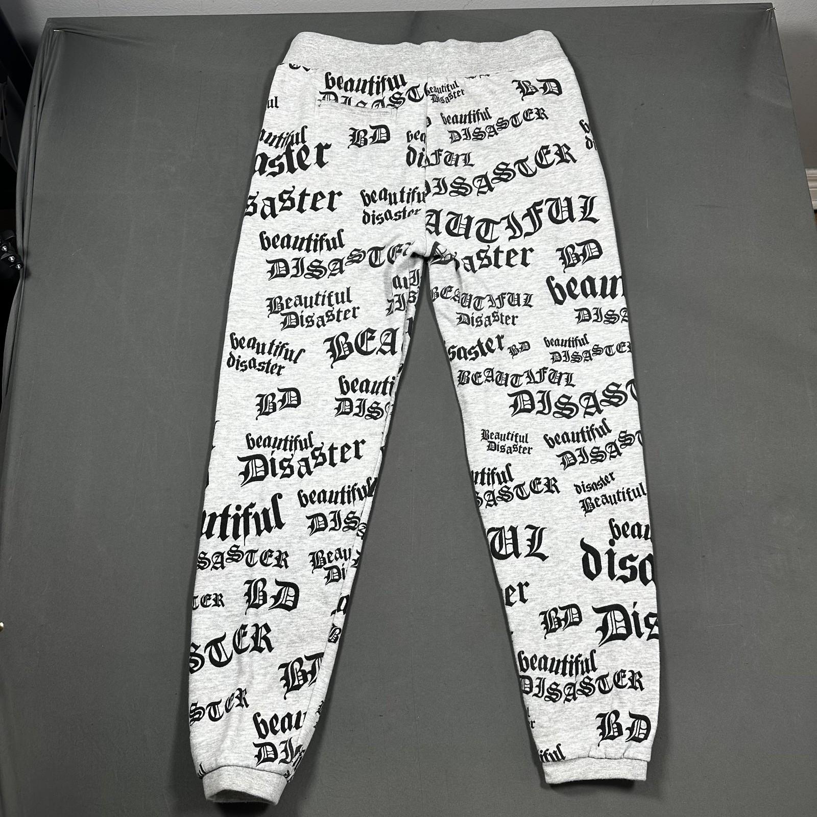 Beautiful Disaster Jogger Sweatpants Women's Gray Black Logo L - photo 4