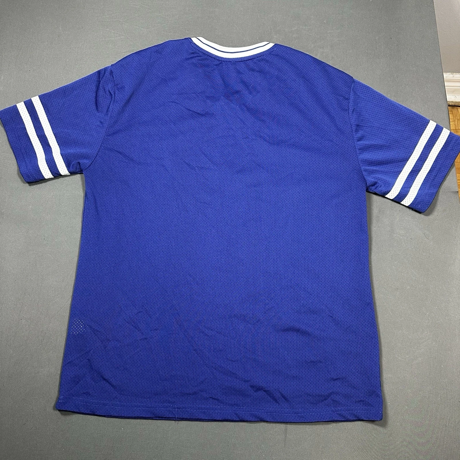 Ardene Hamptons 93 NY State Mesh Jersey Shirt Blue White V-Neck - photo 2