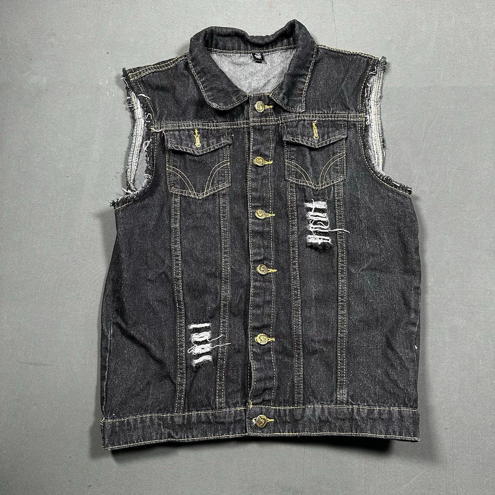 Man Cowboy Vest Turn Down Collar Leisure Waistcoat Single Breast