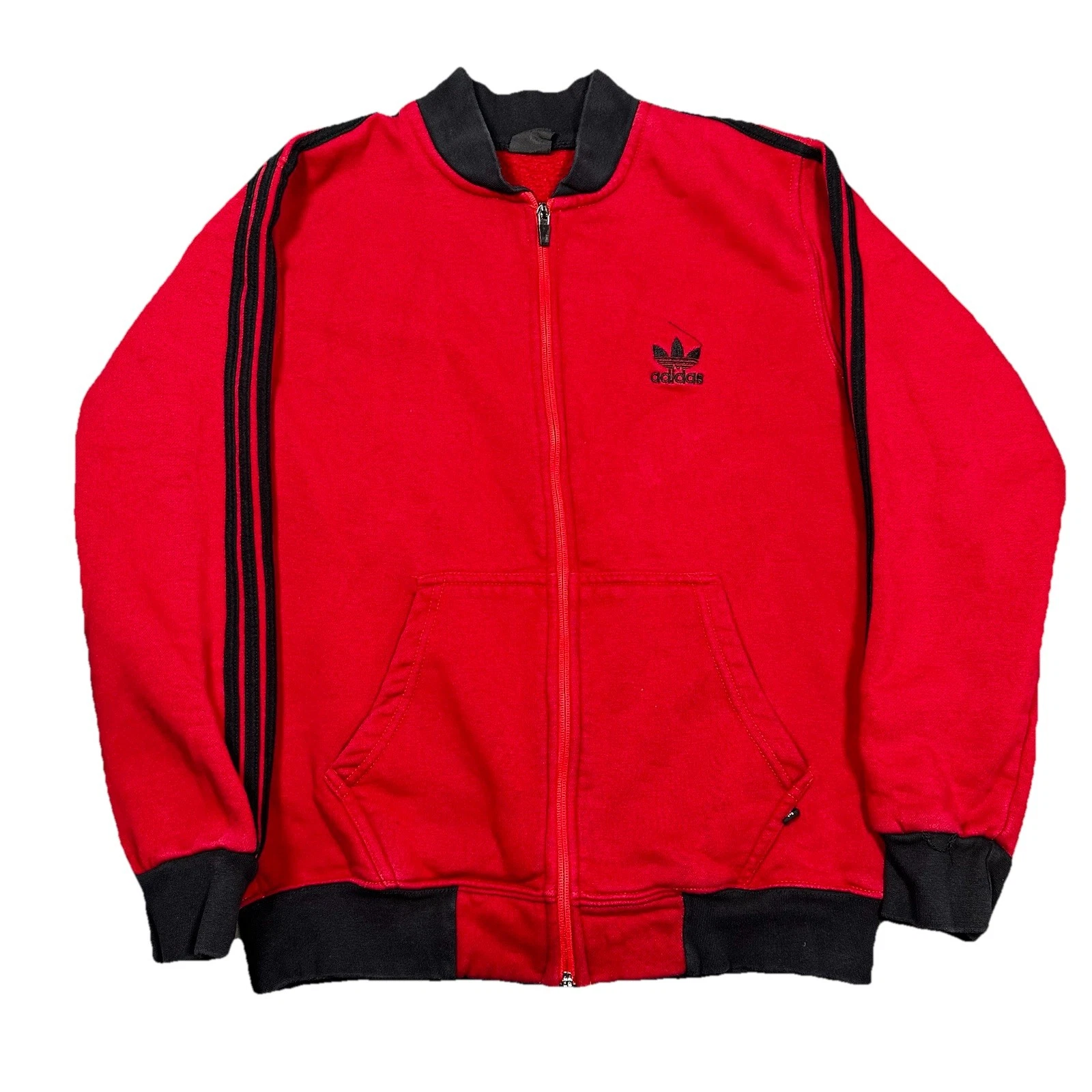 Vintage Adidas Trefoil Track Jacket Red Black Full Zip Men's M