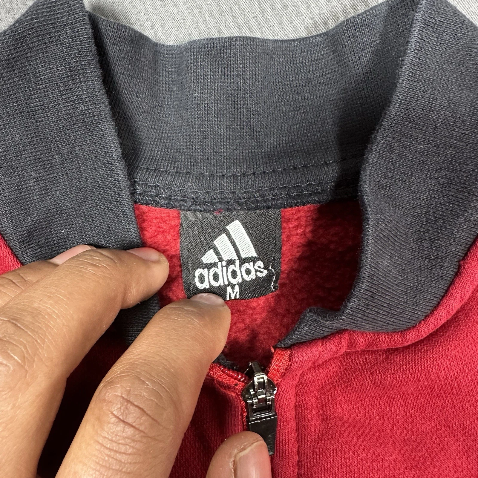 Vintage Adidas Trefoil Track Jacket Red Black Full Zip Men's M - photo 3