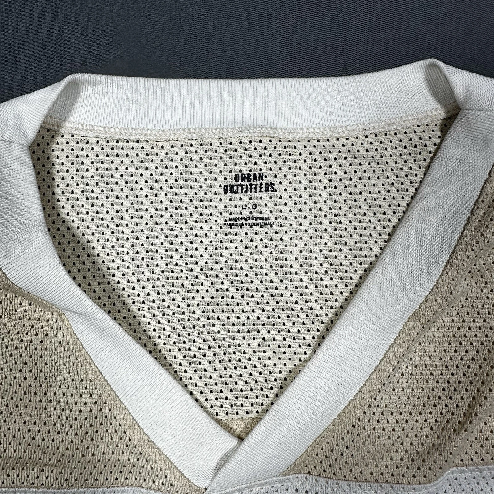 Urban Outfitters Mesh Jersey Shirt Mens Large Beige White Graphi - photo 3