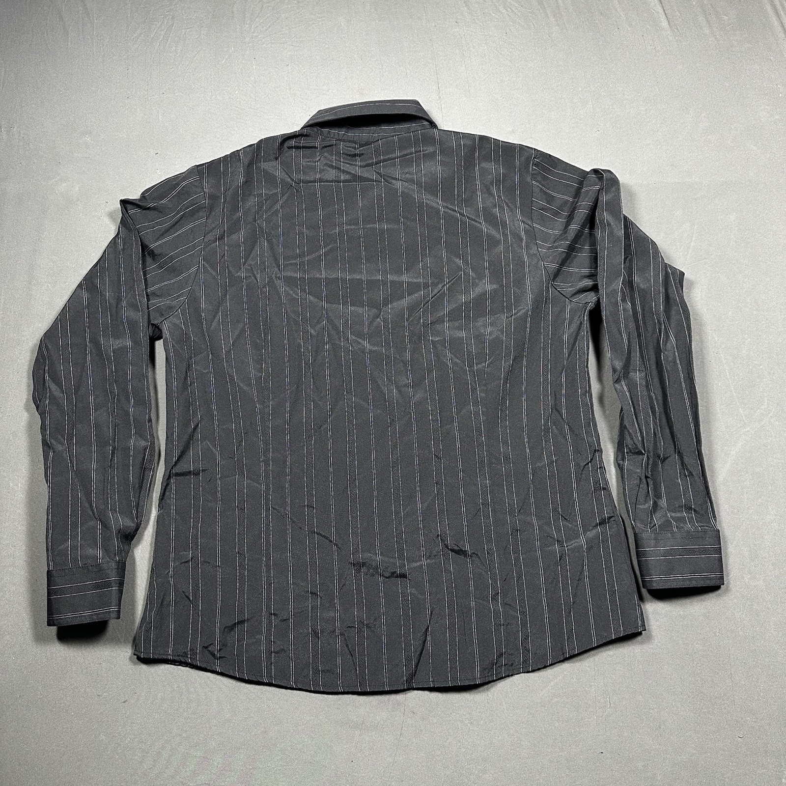Biz Collection Mens Black White Stripe Button Down Shirt LG - photo 2
