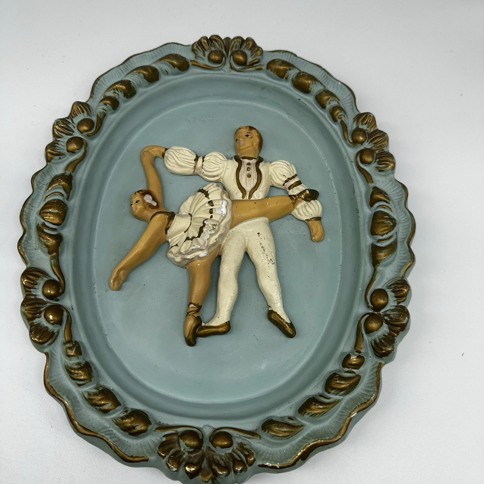 Vintage Decorative Wall Plate with Dancing Couple Relief
