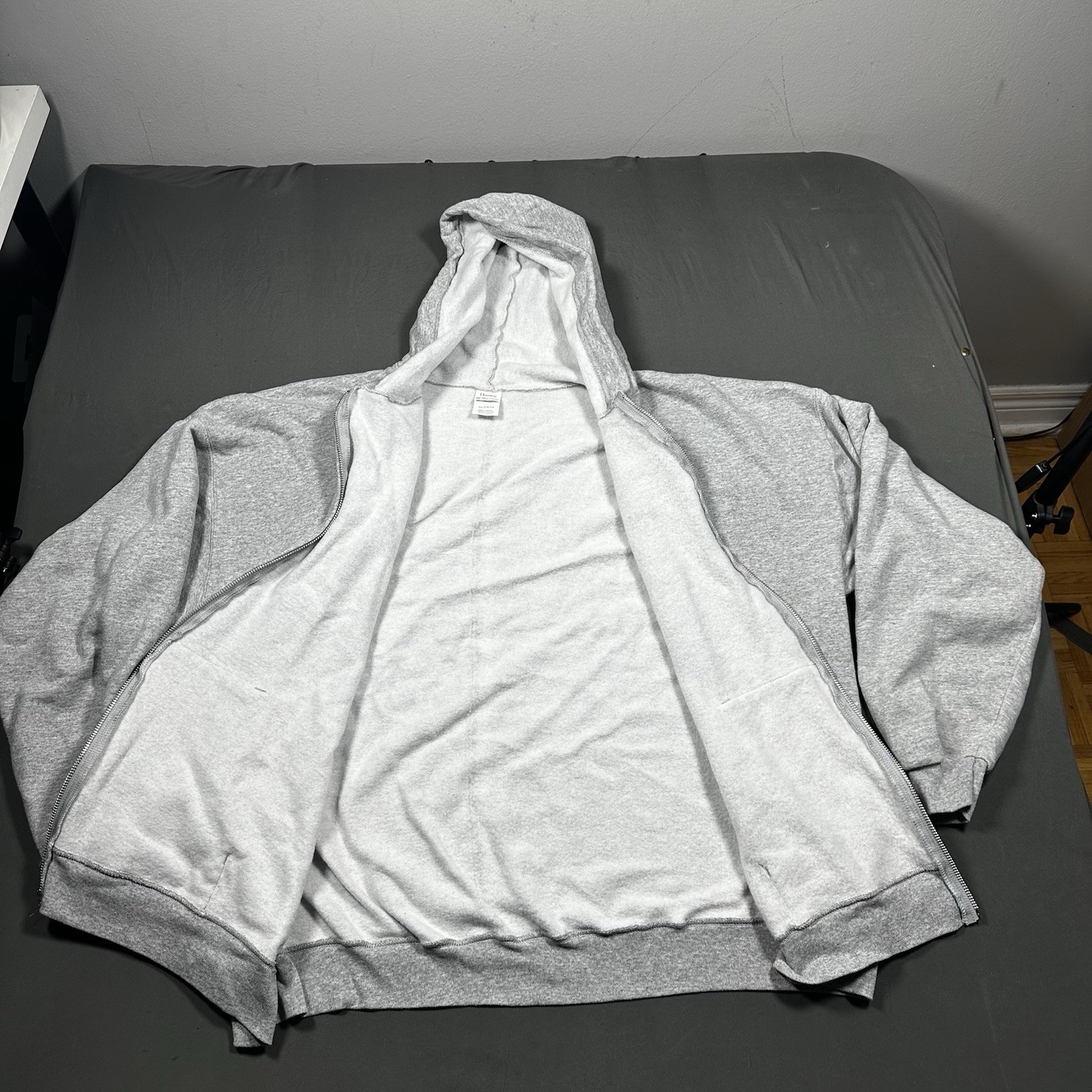 Vintage Hanes Men's Hooded Full Zip Thermal Lined Sweatshirt Poc - photo 4
