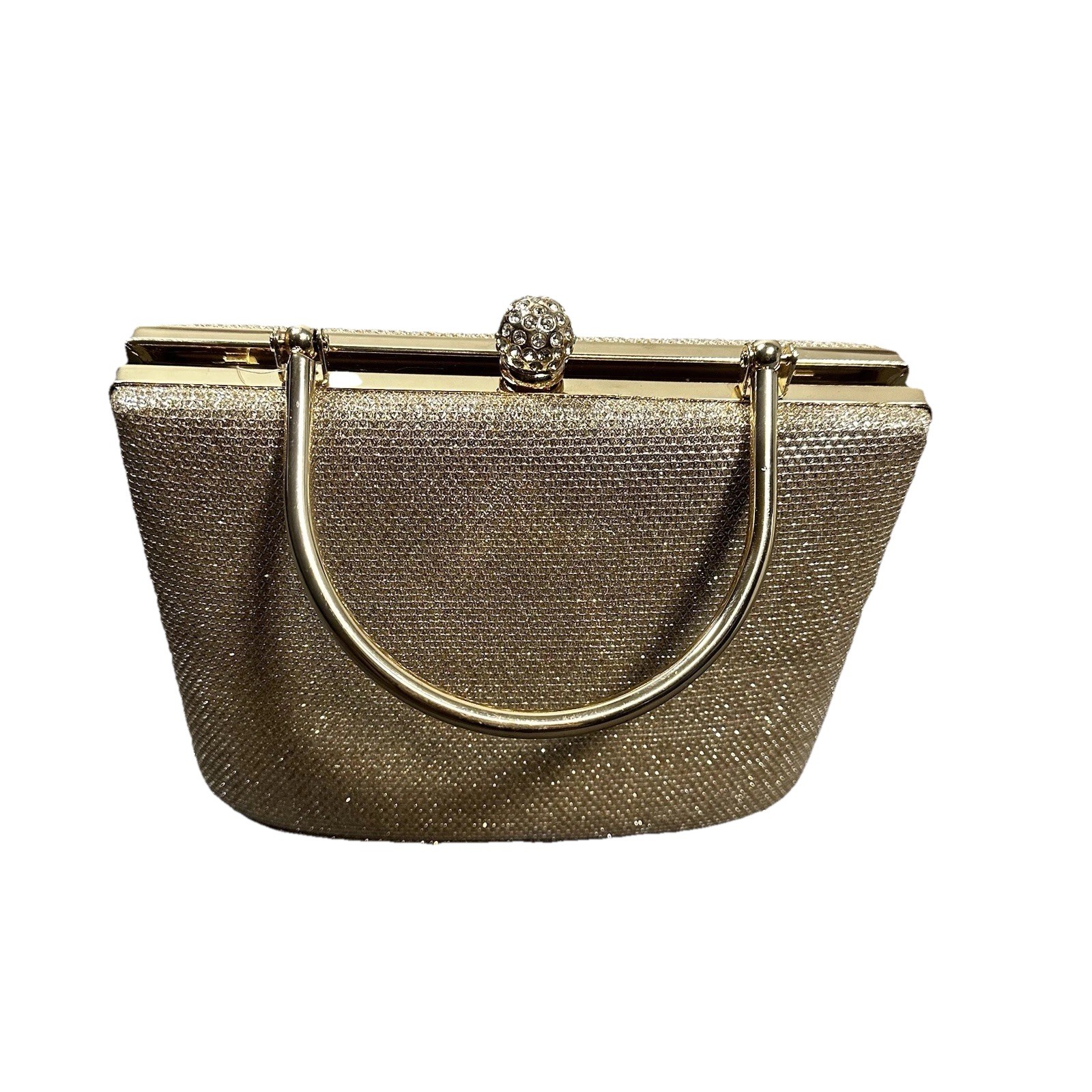 D’Margeaux New York Gold Glitter Evening Bag Sparkly Clutch Rhin