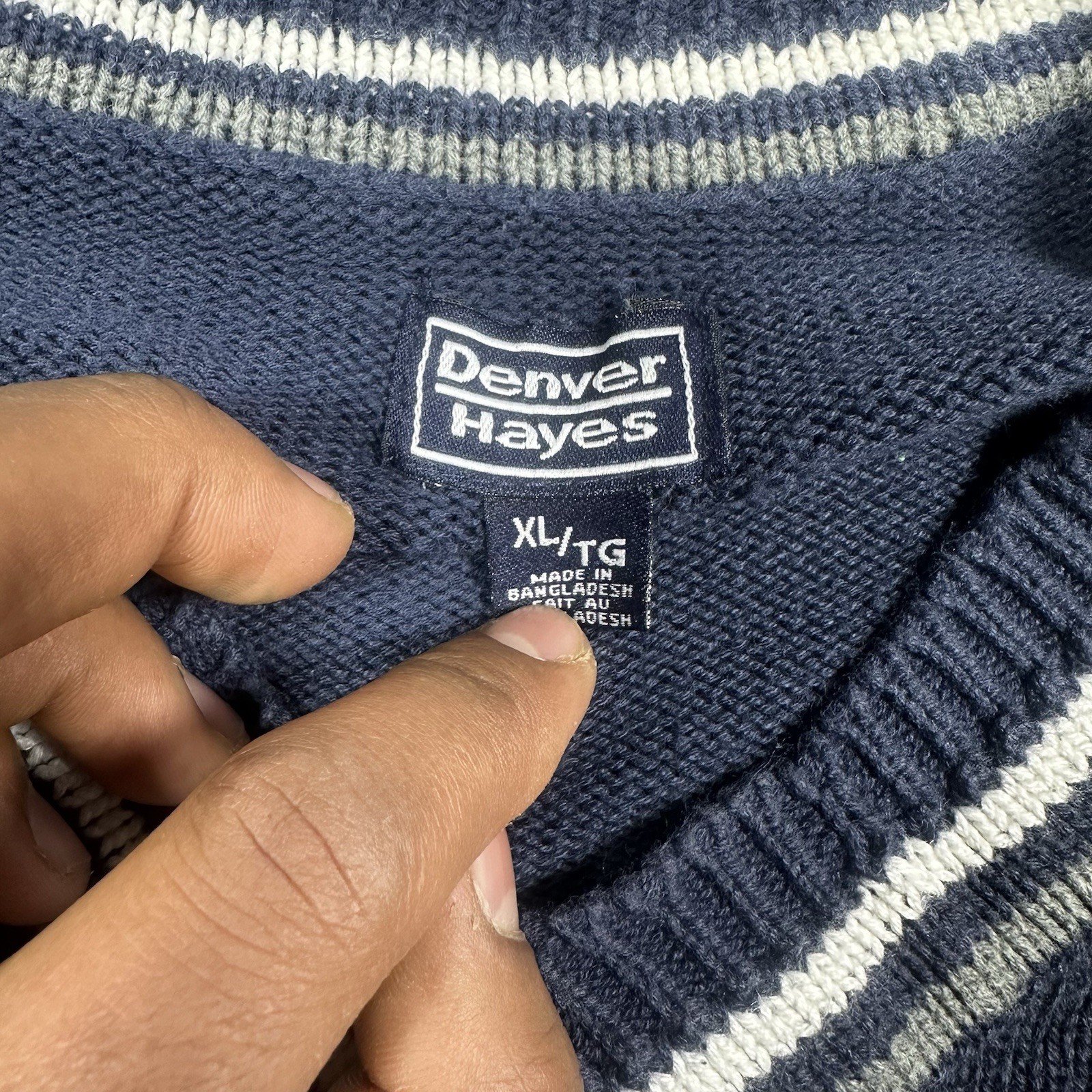 Men's Denver Hayes Navy Blue V-Neck Sweater XL - photo 3