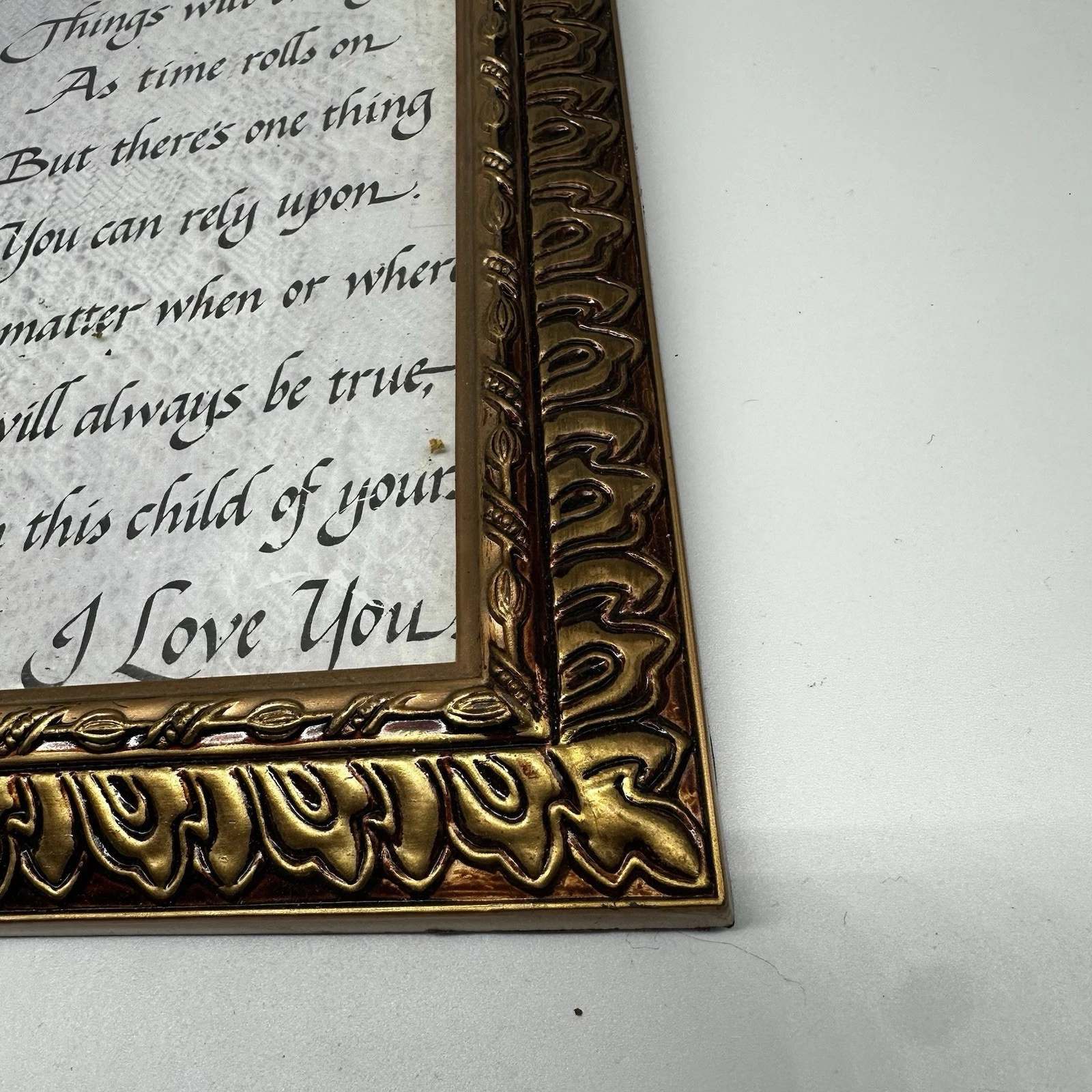 Mother Poem Framed Wall Art Floral Hearts Gold Ornate Frame Vint - photo 2
