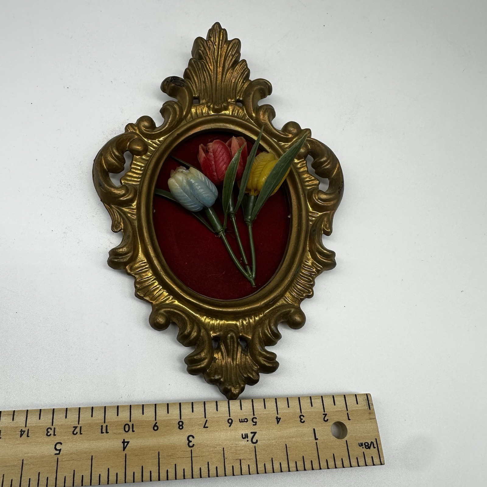 Vintage Resin Tulip Flower Wall Plaque 1950s MCM - photo 4